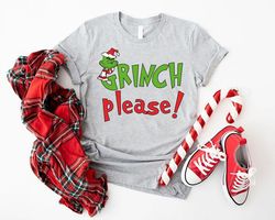 Christmas Grinch Shirt, Grinch Please T-Shirt, Christmas Movie Tees, Holiday Gift Women, Retro Christmas Apparel, Women