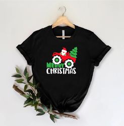 Merry Christmas Shirt, Red Monster Truck T-Shirt, Xmas Gift For Youth, Christmas Kids Gift, Merry Xmas Tees, Boys Xmas O