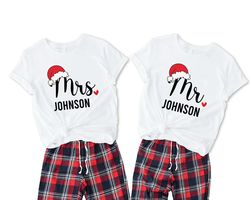 Mr and Mrs Christmas Shirts, Personalized Mr and Mrs Matching Christmas TShirts, Couples Matching Xmas Shirt, Newlywed C