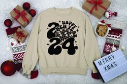 Women New Year's 2024 Sweatshirt, Happy New Year 2024 Sweatshirt, Groovy New Year's Party Sweatshirt, Retro New Year Out