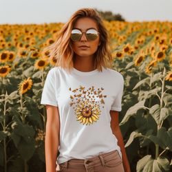 Sunflower Butterfly Shirt, Sunflower Shirt, Butterfly Tee, Mothers Day Gift, Cute Flowers Gift T-shirt, Lady Botanical S