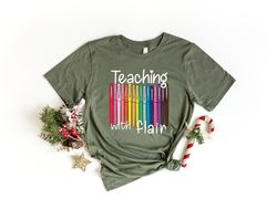 Teaching With Flair Shirt, Back To School, First Day Of School Funny Teacher Shirt, Teacher Gift, Teacher Shirt, Rainbow