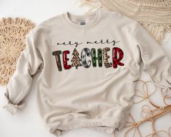 Very Merry Teacher Christmas Shirt, Teacher Merry Christmas Shirt, Teacher Christmas Tree Sweatshirt, Xmas Gift, Christm