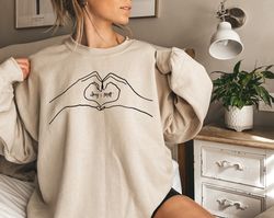 Couple Valentines Day Shirt, Custom Hand Heart shirt, Cute Valentine Tee, Valentine's Day Sweatshirt, Gift for girlfrien