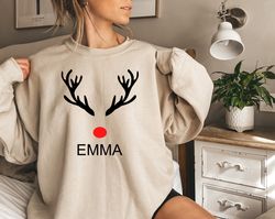 Reindeer Christmas Sweatshirt, Christmas Family Shirt, Matching Family Christmas Sweatshirt, Personalized Holiday Shirt,