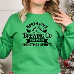 North Pole Brewing Company Crewneck Sweatshirt, Christmas Spirits, Santa's Brewery, Christmas Cocktails, Cute Christmas
