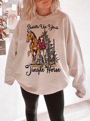 Jingle Horse Rodeo Sweatshirt Vintage Cowgirl Saddle Up Cowboy Giddy Up Howdy Christmas Pyjamas Gift for Her Him Western