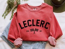 Leclerc Sweatshirt UNISEX Comfort Colors Varsity Style Formula 1 Crewneck Drive to Survive Formula One Leclerc Shirt C L