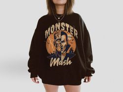 Monster Mash Sweatshirt Classic Cult Horror Movie Shirt Oversize Sweater Vintage Halloween Crewneck Dracula Frankenstein
