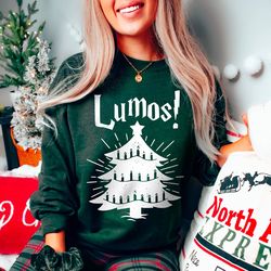 Potter Christmas Sweatshirt Lumos Christmas Tree Shirt Bookish Christmas Gifts for Her Him Cute Funny Christmas Crewneck