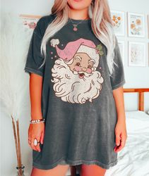 Retro Pink Santa Tee Comfort Colors Santa Face Shirt Santa Claus Shirt Vintage Christmas Gift Matching Christmas PJs Hol