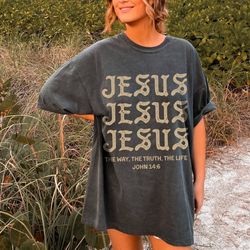 Vintage Bible Verse Tee Comfort Colors Aesthetic Jesus Shirt Christian Clothing Men Womens Prayer Shirt Oversized T-Shir