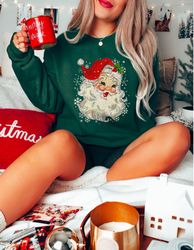 Vintage Santa Sweatshirt Retro Santa Shirt Gift for Christmas Jumper Christmas PJs Funny Santa Sweater Santa Claus Shirt