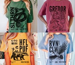 Wizard House Unisex Matching Tees Comfort Colors Band World Tour Blue House of Lion Green House Badger Oversized HP Univ