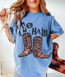 Yee Haw Tee Comfort Colors Vintage Western Graphic Tee Wild West Retro Cowboy Oversized T-Shirt Nashville Girls Trip Cow