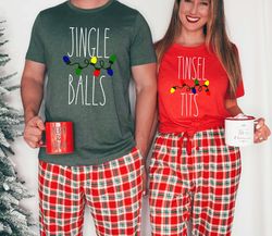 Jingle Balls Tinsel Tits Matching Couple Shirt Gift For Christmas Party, Valentines Day Gift Shirt, Funny Inappropriate