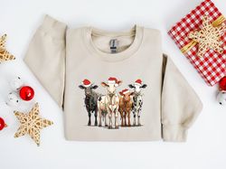 Christmas Cow Sweatshirt, Christmas Sweatshirt, Farm Christmas Shirt,Womens Christmas Sweatshirt,Cute Cow Christmas Shir