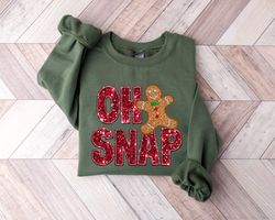 Christmas Gingerbread Shirt, Oh Snap Gingerbread Sweatshirt, Christmas Cookie T-Shirt, Sparkly Christmas Crewneck, Funny