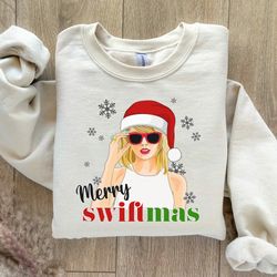 Merry Swiftmas Sweatshirt, Cute Winter Kids Holiday Christmas Crewneck Sweatshirt, Youth Swiftie Eras Tour Christmas Gif