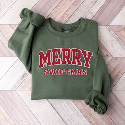 Merry Swiftmas Sweatshirt, Youth Weathered Holiday Swift Christmas Crewneck Sweatshirt, Kids Swiftie Eras Tour Christmas