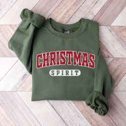 Retro Christmas Spirit Sweatshirt, Womens Christmas Crewneck, Holiday Sweater, Cute Christmas Sweatshirt, Christmas Gift