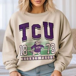 Retro TCU Horned Football Sweatshirt, NCAA Football Shirt, TCU Horned Football Shirt, tcu Horned-Frogs Mascot Sweatshirt