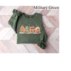Gingerbread Christmas Houses Sweatshirt, Christmas Shirts For Women, Gingerbread Shirt, Christmas Crewneck, Holiday Swea