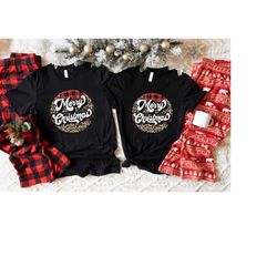 Leopard Merry Christmas Shirt, Christmas Family Shirt, Buffalo Plaid Christmas Shirt, Leopard Print Christmas, Matching