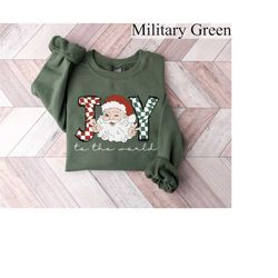 Retro Christmas Sweatshirt, Joy To The World Shirt, Santa Christmas Sweater, Christmas Gift, Christmas Crewneck, Holiday