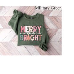 Merry and Bright Sweatshirt, Womens Christmas Shirt, Merry Christmas Sweater, Holiday Crewneck, Christmas Gifts, Holiday