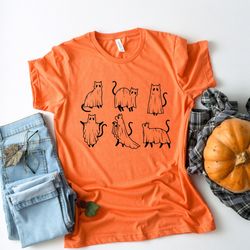 Halloween shirt, Cat tshirt, Ghost Sweatshirt, Halloween shirt, Halloween Cat Shirt Cat Lover Shirt, Black Cat Shirt, Sp