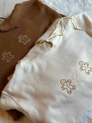 Gingerbread Men Embroidered Hoodie, Christmas Hoodie, Christmas Gift, Christmas Embroidery Hoodie, Christmas Crewneck