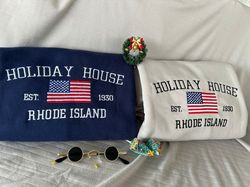 Holiday House Sw.if.tie embroidery Sweatshirt, Holiday House, Rhode Island,Embroidered Gifts For Friends