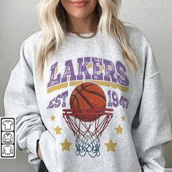 los angeles basketball vintage shirt, lakers 90s basketball graphic tee sweatshirt, basketball hoodie