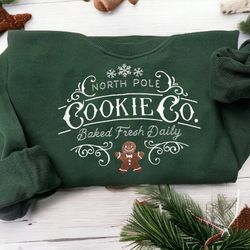 North Pole Cookie Co embroidered sweatshirt Christmas present Christmas season gifts Christmas Embroidered Hoodie Christ