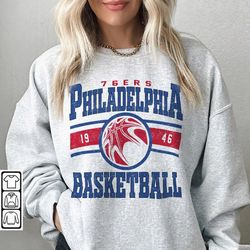 Philadelphia Basketball Vintage Sweatshirt, 76er Crewneck Retro Shirt, Gift For Fan Philadelphia Basketball, 76er Basket