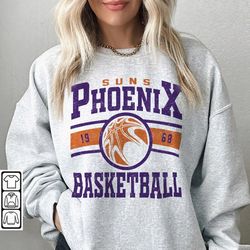 Phoenix Basketball Vintage Sweatshirt, Suns Crewneck Retro Shirt, Gift For Fan Phoenix Basketball, Suns Basketball 90s T