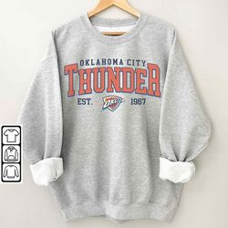 Vintage 90s Oklahoma City Thunder Shirt, Crewneck Thunder Sweatshirt, Hoodie Retro For Women And Men Basketball Christma