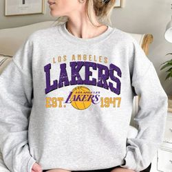 Vintage LA Basketball Sweatshirt, Vintage Los Angeles Lakers Sweatshirt, LA Crewneck Cute, Los Angeles Sweater Retro, Wo