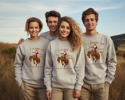 Cowboy Christmas Sweater, Giddy Up Jingle Horse Pick Up Your Feet, Howdy Country Christmas Horse, Cowgirl Sweatshirt, Ch