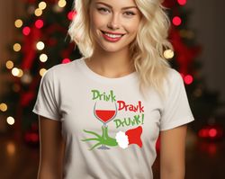 Drink Drank Drunk Christmas Shirt, Funny Christmas Sweater, Xmas Group Crewneck, Winter Season Shirt, New Year Party Shi