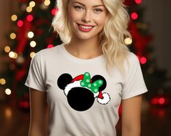 Mickey Minnie Santa Ears Shirt, Christmas Disney Trip Shirt, Winter Vacation Disney Shirt, Christmas Disney Mickey Minni