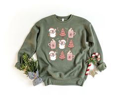 Cute Christmas sweatshirts, Christmas Tree Santa Shirt, Christmas Shirt For Women, Pink Santa Claus Christmas Season Tee