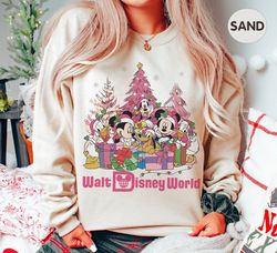 Vintage Walt Disney World Christmas Sweatshirt, Mickey's Very Merry Christmas Sweatshirt, Pink Christmas Tree Shirt, Dis