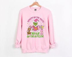 Boojee Grinch Christmas Sweatshirt, Bougie Grinch Christmas Sweatshirt, Grinchmas Sweatshirt, Pink Christmas Sweatshirt,