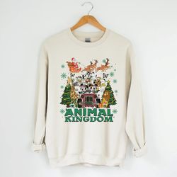 Disney Animal Kingdom Christmas Sweatshirt, Mickey and Friends Christmas Safari Trip Sweatshirt, Wild About Christmas Sw