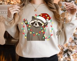 Christmas Raccoon sweatshirt, Raccoon Lover Sweatshirt, Raccoon, Kids Animal hoodie