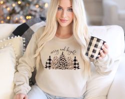 Christmas Tree Sweatshirt, Vintage Christmas Sweater, Merry and Bright Shirt, Christmas Gifts for Women, Holiday Sweater