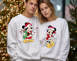 Disney Couples Mickey and Minnie Mouse Christmas Lights Sweatshirt, Mickey's Very Merry Xmas Party Sweatshirt, Disneylan
