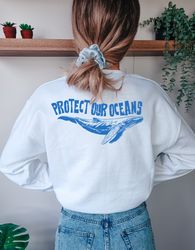 Protect Our Oceans Hoodie, Women's Aesthetic Sweatshirt, Coconut Girl Sweatshirt, Summer Sweatshirt, Surf Sweatshirt, Be